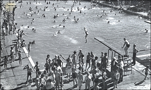 Last Page - people waving at Riversdale Pool, 1963
