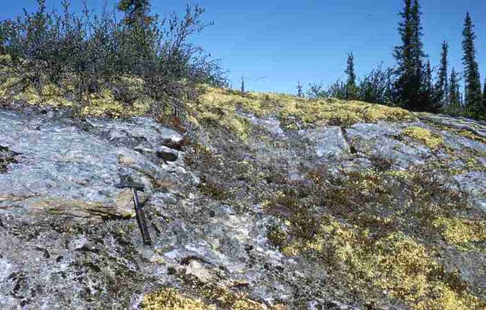 Fault breccia between Silurian Ronning group and Lower member of Ramparts formation