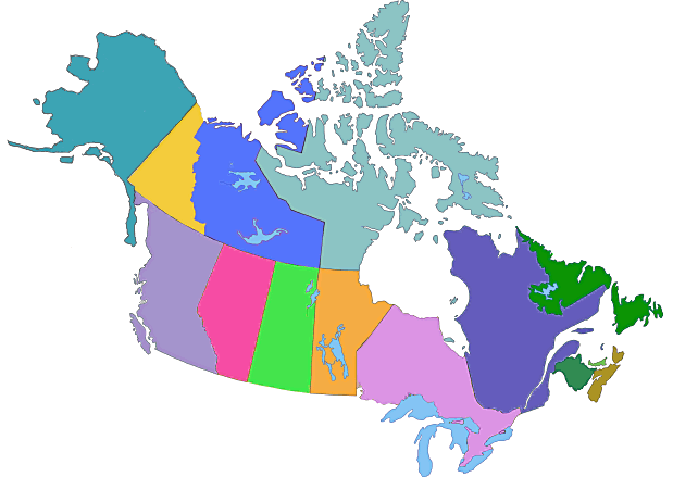 Map of Canada and Alaska