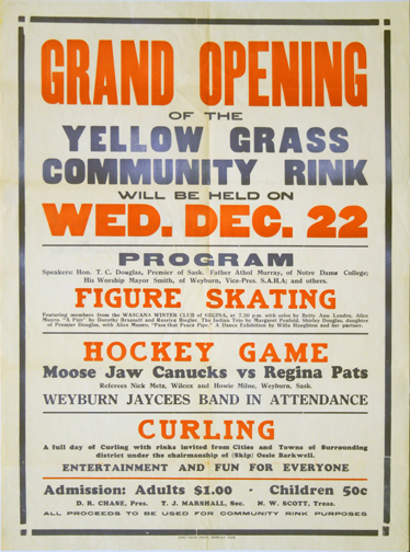 Grand Opening of Yellow Grass Community Rink. 1948. 