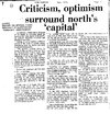 Criticism, optimism surround north's 'capital'. - Newspaper clipping., R.M.  Bone  fonds
