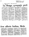 La Ronge economic problem affects Indian, Metis. - Newspaper clipping., R.M.  Bone  fonds