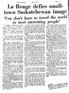 La Ronge defies small-town Saskatchewan image. - Newspaper clipping., R.M.  Bone  fonds