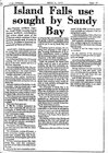 Island Falls use sought by Sandy Bay - Newspaper clipping, R.M.  Bone  fonds