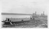 S.S. "Distributor", S.S. "Mackenzie" and Barge 300 at Gravel Point, NWT., Institute for Northern Studies fonds