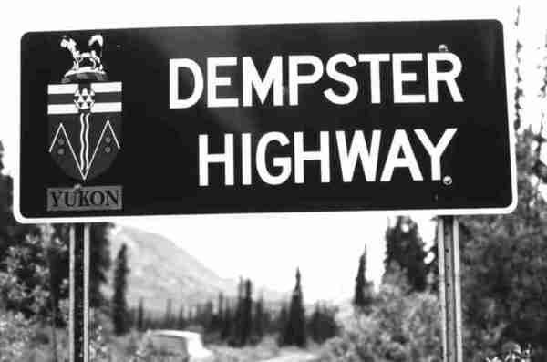 Dempster Highway road sign. – Yukon.