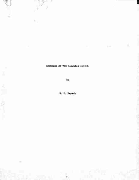 Boundary of the Canadian Shield by W.O. Kupsch. - Report.
