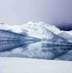 Angled reflection of ice formation.