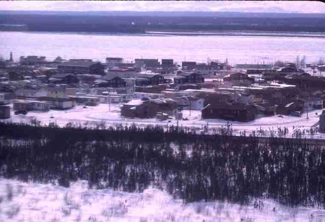 Elevated view of Inuvik, NWT.																																																																																				