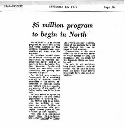 $5 million program to begin in North. - Newspaper clipping.