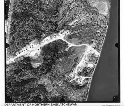 Aerial photo of Jans Bay, SK.