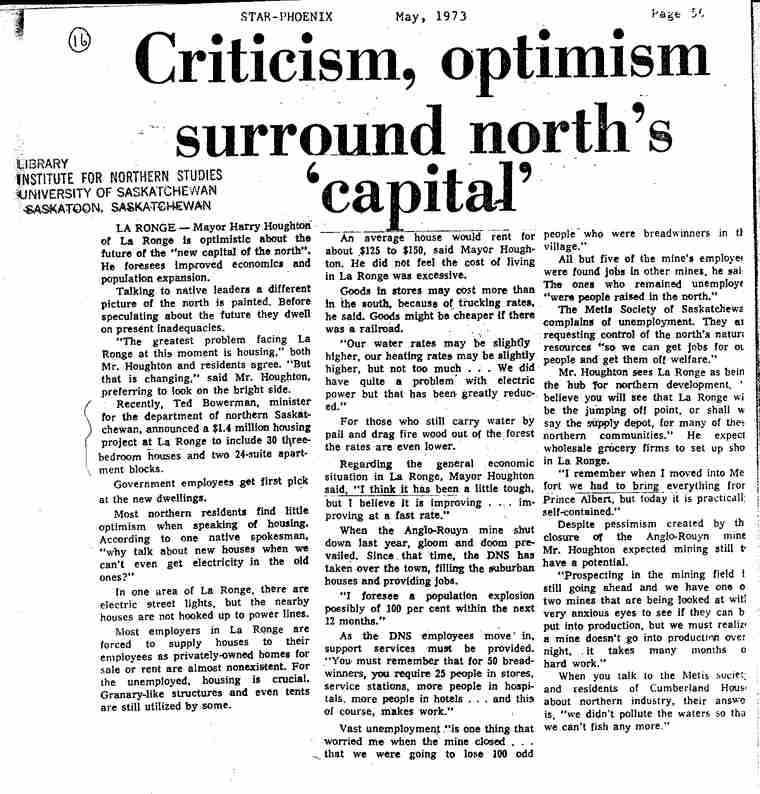 Criticism, optimism surround north&#039;s &#039;capital&#039;. - Newspaper clipping.