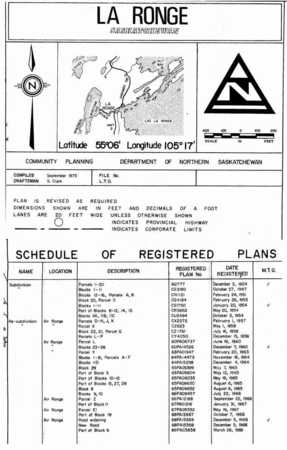 Department of Municipal Affairs Community Planning Map Legend – La Ronge, SK.