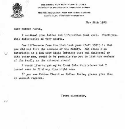 R.M. Bone letter to Fr. L. Mokwa.