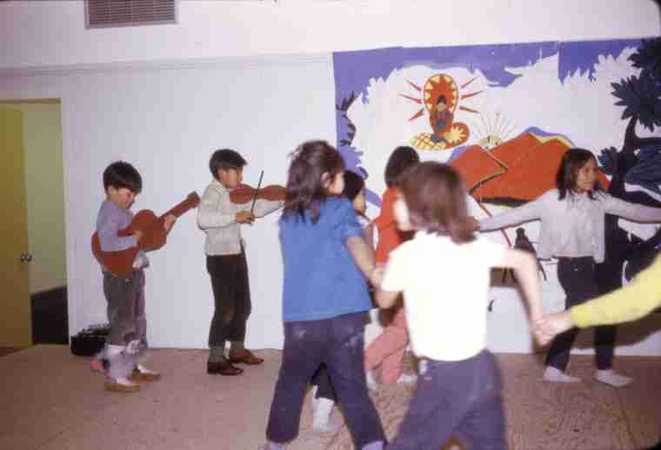 School children performing at Christmas play. 12/70