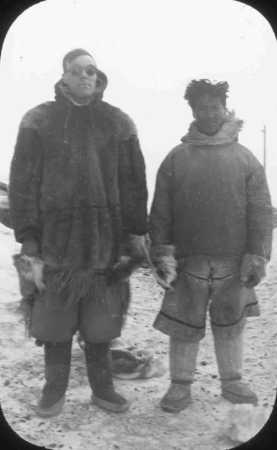 Anglican Missionary Jaines and unidentified Inuk helper, Baker Lake.