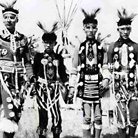 Aboriginal boys in traditional dress at Pion-Era